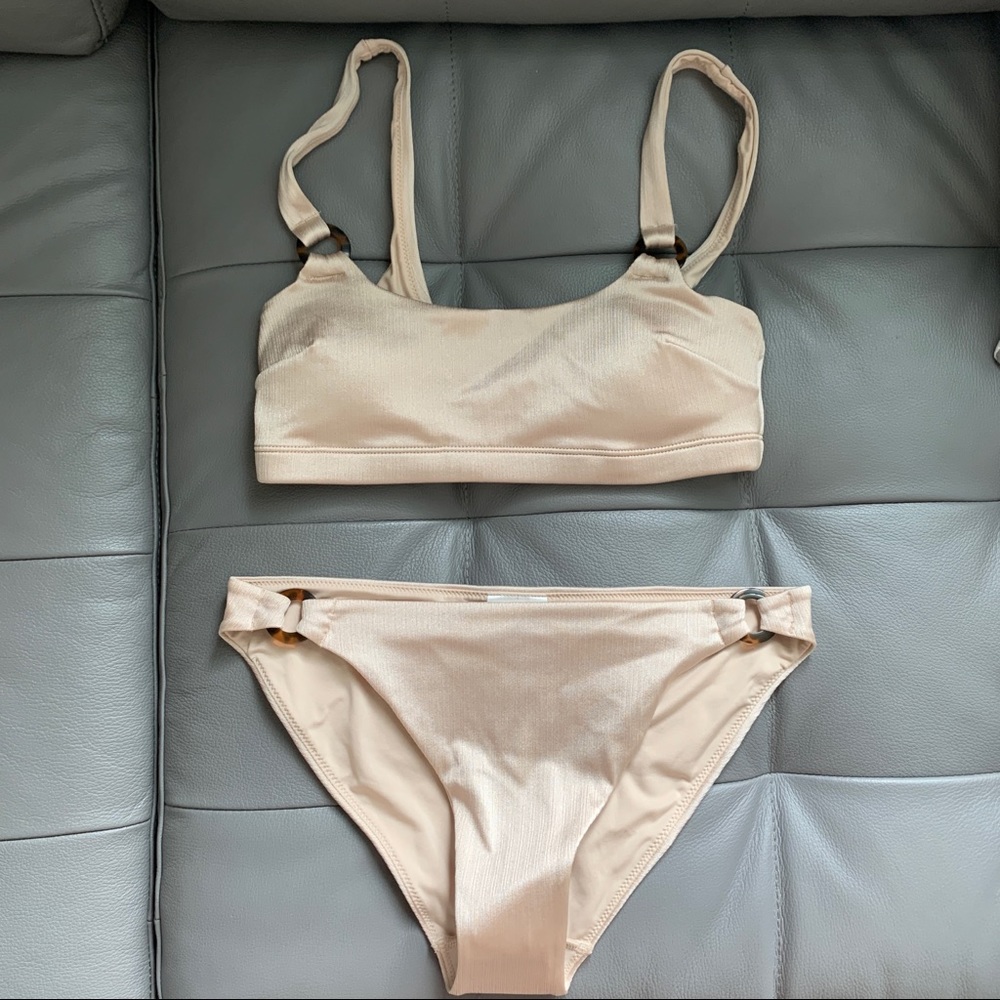 H&M Gold Shimmer Scoop Neck Bikini Top